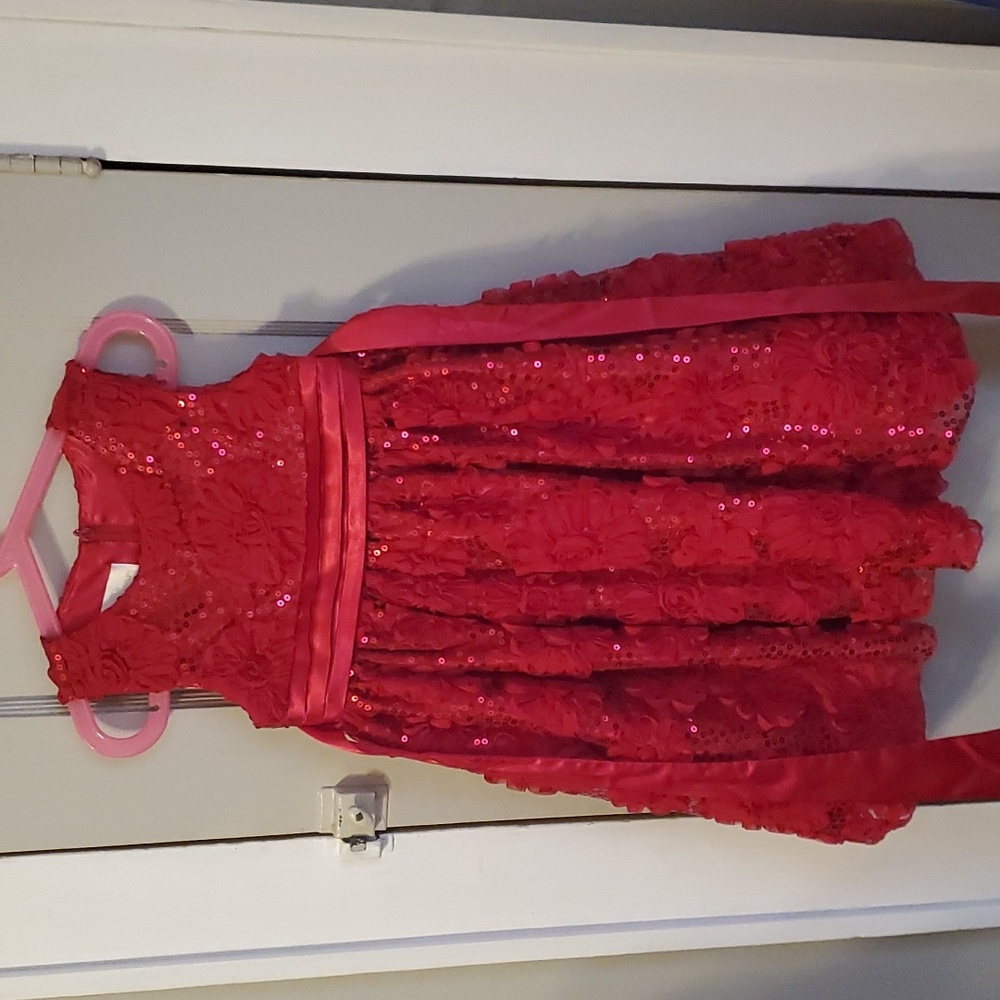 Girls American Princess Red Sparkling Christmas / Valentine's Day Dress size 5
